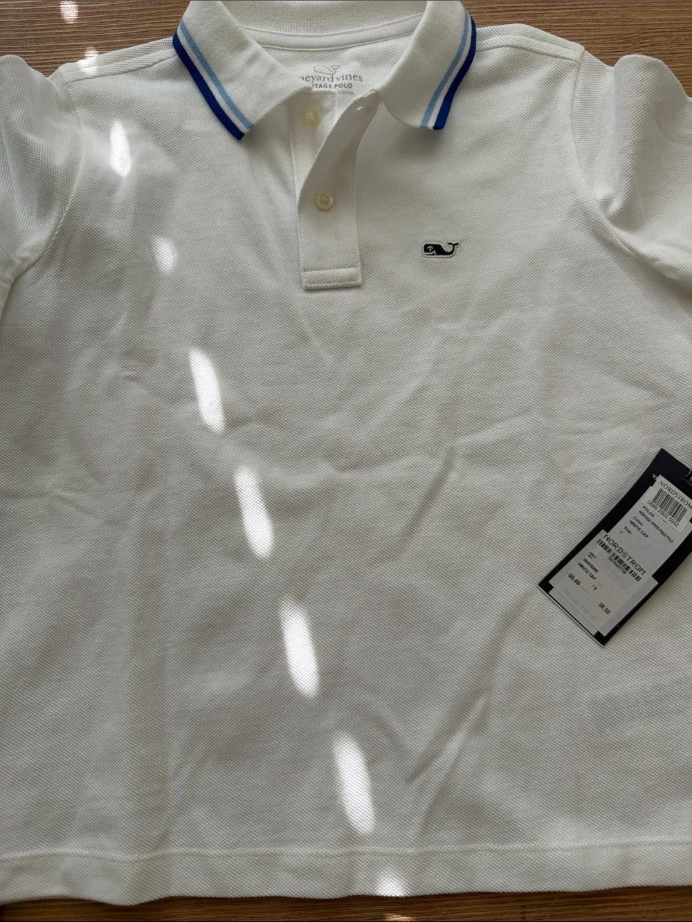 Vineyard Vines White Polo with Blue Trim